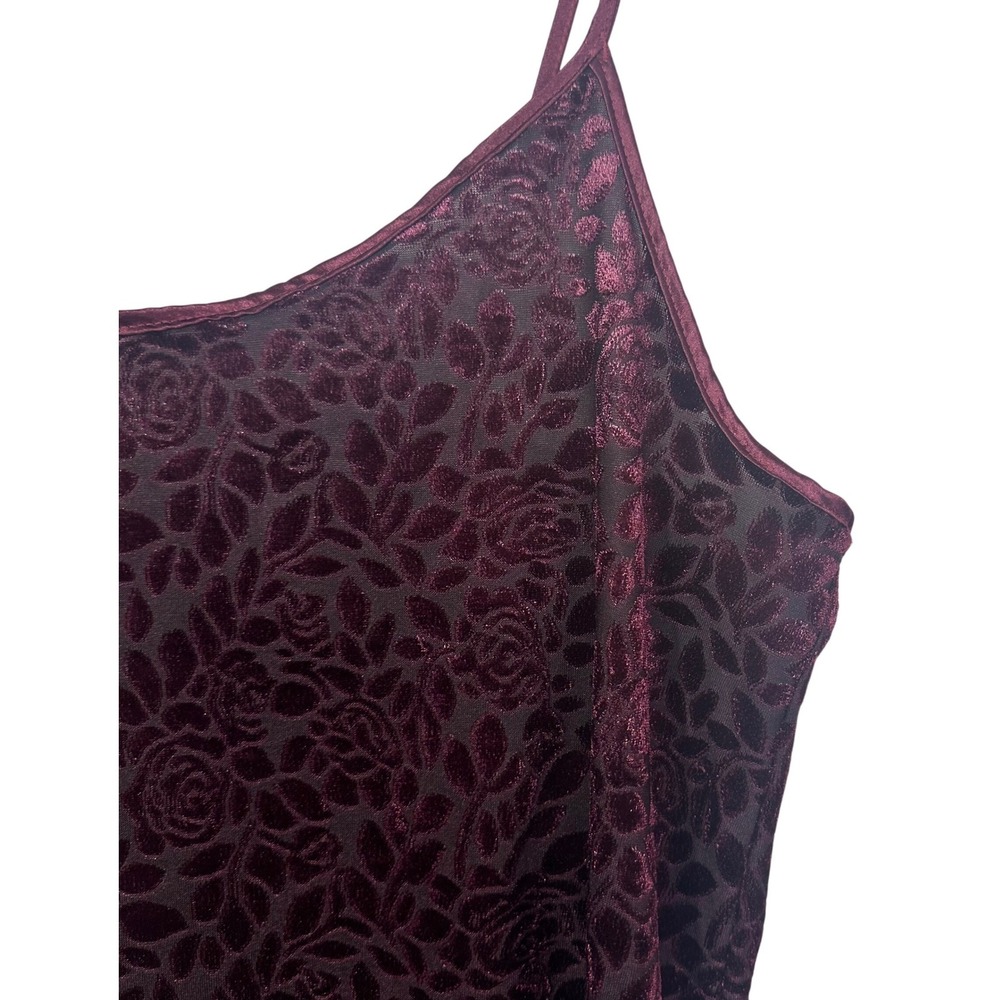 Vassarette Womens Burgundy Floral Burnout Velvet Camisole Tank Top Large RN90048 - Picture 11 of 16